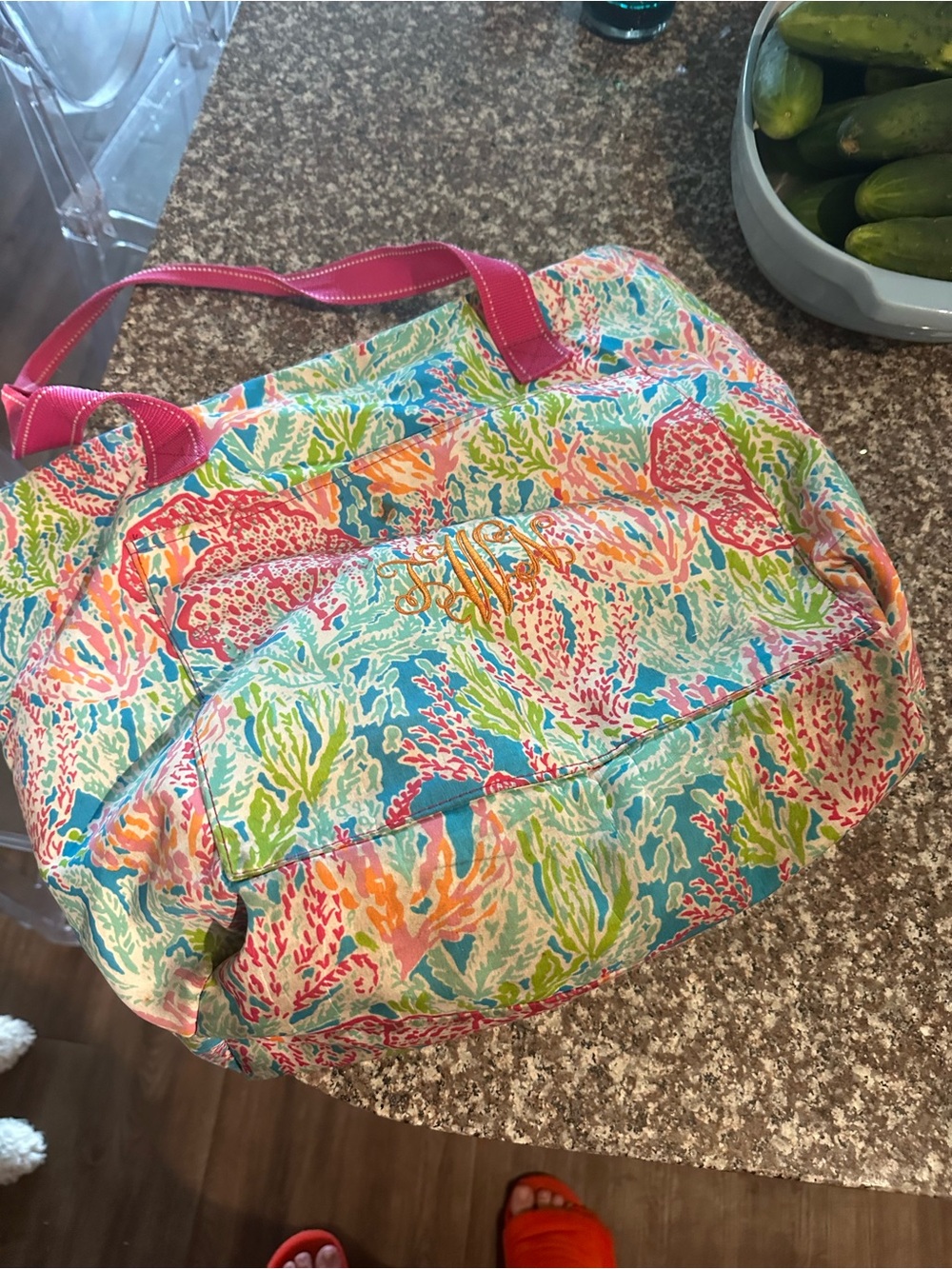 Colorful Coral-Print Women’s Tote Bag - Pink Accents